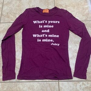 Juicy Couture Plum Long Sleeve Tee— never worn!!